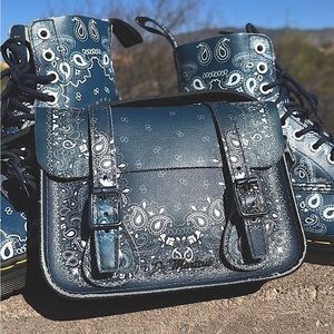 Dr. Martens Blue Bandana Paisley Floral Boho Print Crossbody Bag